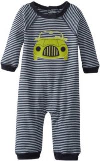 Kitestrings Baby Boys Newborn Striped Cotton Car Applique Romper, Blue Stripe, 3 6 Months Clothing