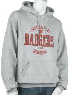 NCAA Wisconsin Badgers Oxford Hoodie With Print Logo, Large, Oxford Gray  Clothing