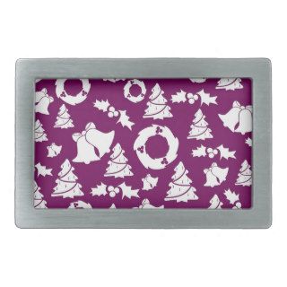 Cute trendy Christmas pattern, purple white colour Belt Buckles