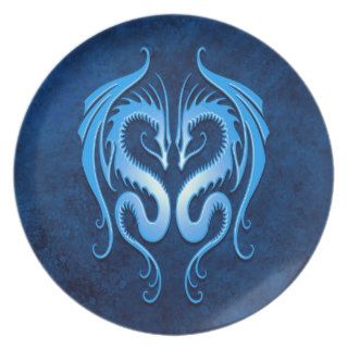 Blue Tribal Dragons Party Plate