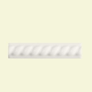 Daltile Semi Gloss 1 in. x 6 in. White Ceramic Rope Liner Accent Wall Tile 010016ROPEN1P2