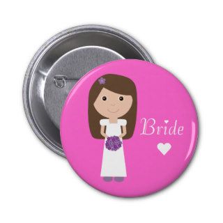 Cute Cartoon Bride Pinback Buttons