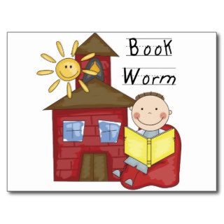 Boy Book Worm Tshirts and Gifts Postcards