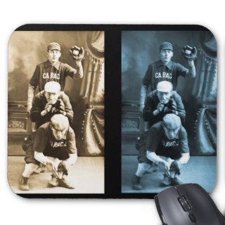 Vintage Baseball Players   Sepia/Cyan Mouse Pad