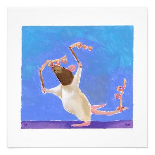 Rhythmic Gymnastics   fun happy rat art cards Personalized Announcement