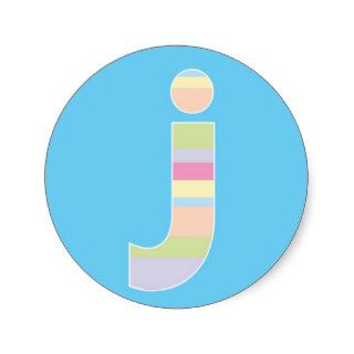 Multicolor Striped Monogram   Letter J Round Stickers