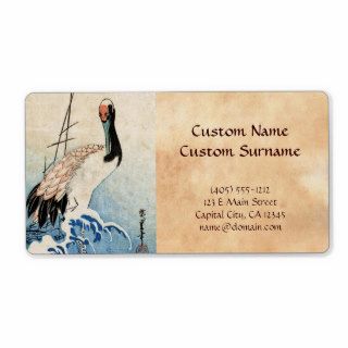 Cool japanese vintage ukiyo e crane bird scroll custom shipping labels