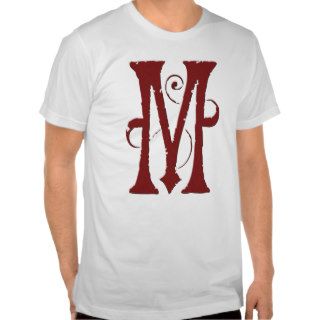 Big Red Letter M Victorian Monogram Tee Shirts