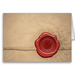 Sealing wax monogram card Letter T