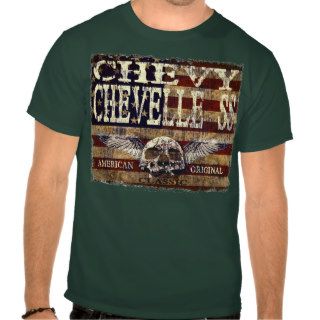 Chevy Chevelle SS Design Against Eroded Flag T Shirts