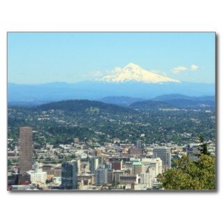 Portland, Oregon City View, Mount Hood background Post Cards