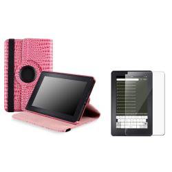Pink Crocodile Leather Case/ Screen Protector for  Kindle Fire BasAcc Tablet PC Accessories