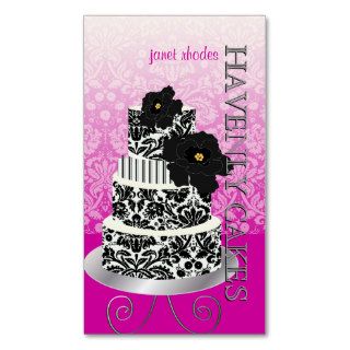 PixDezines Black+White damask cake/pâtisserie Business Card Template