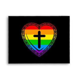 Gothic Heart & Cross (Black + Rainbow) Envelope