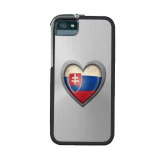 Slovakian Heart Flag Stainless Steel Effect iPhone 5 Covers