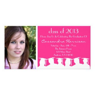 Graduation Invitation Photo Card (Pink Silhouette)