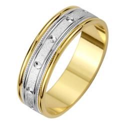 14k Two tone Gold Men's Milligrain Screw Design Wedding Band Men's Rings