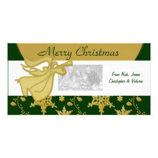 Elegant Christmas gold angel holiday greeting Photo Card