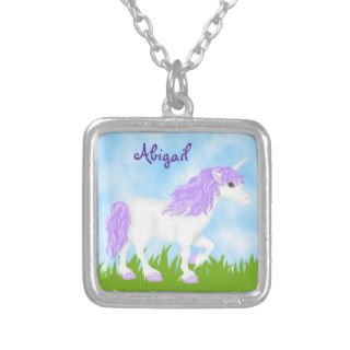 Cute Personalized Purple Unicorn Necklace