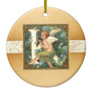 Vintage Cherub Angel Letter K Ornament