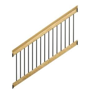 6 ft. Pressure Treated Stair Railing Kit with Black Aluminum Balusters 172977