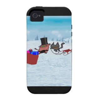 Cat Gives Away Gifts On Christmas Vibe iPhone 4 Covers