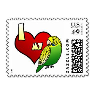 I Love my Budgerigar Postage Stamps