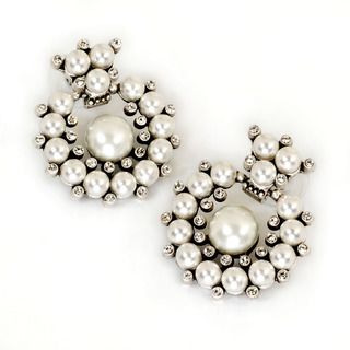 Sweet Romance Silvertone White Glass Pearl Earrings Sweet Romance Fashion Earrings