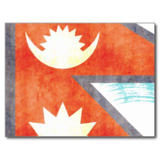 Retro Vintage Nepal Flag Postcard