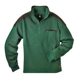 John Deere Heavyweight Fleece 1/4 Zip Medium Regular Pullover in Green JD37163