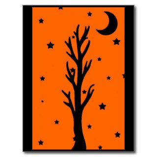 Spooky Black Tree Silhouette Postcard