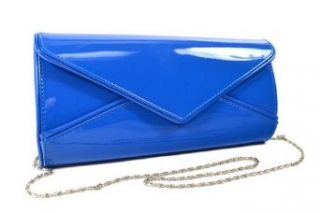 Women's Blue Silver toned hardware Evening Bag   clutch 09179 Clothing