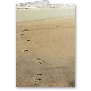 Footprints In Sand Blank Greeting Card Template