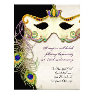 Peacock Masquerade Mask Ball, Reception Invitation
