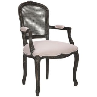 Safavieh Mouries Beige/Antiqued Black Carved Upholstered Arm Chair Safavieh Dining Chairs