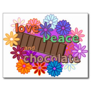 Love peace and chocolate postcards