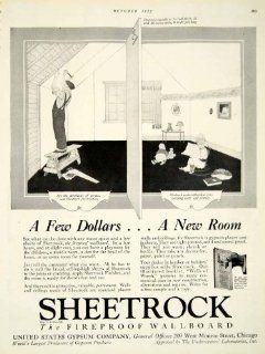 1922 Ad Sheetrock Fireproof Wallboard 209 West Monroe Street Chicago Gypsum Wall   Original Print Ad  