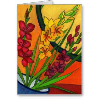 Colorful Birthday Card Gladiolus August Flower
