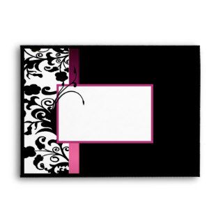 Chic Black, White, and Pink Invitation Envelope