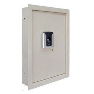 Creamy White 0.8 Flat Fingerprint Wall Safe Biometric Security Cash Box Home Office Gun Cabinet Keys 16x4x22 Inch