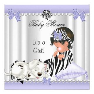 Baby Shower Girl Purple Zebra Invitations