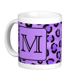 Purple Leopard Print Custom Monogram. Coffee Mug