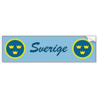"Sverige Three Crowns" Bumper Stickers