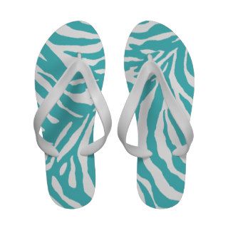 PixDezines teal zebra/diy background color Flip Flops