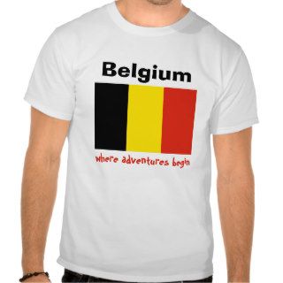 Belgium Flag + Map + Text T Shirt