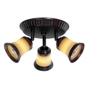 Hampton Bay 3 Light Antique Bronze Round Ceiling/Wall Fixture with Wheat Glass Shade EC673ABZ