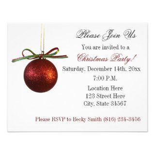Red Elegant Christmas Ornament Christmas Party Personalized Invitation