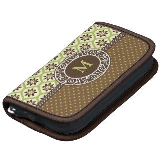Lime Green & Brown Pattern Folio Day Planner