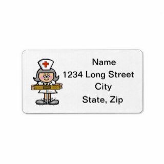 Female Nurse with Grey Hair Address Labels