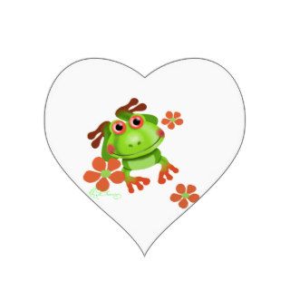 Cute Funny Tree Frog Heart Sticker